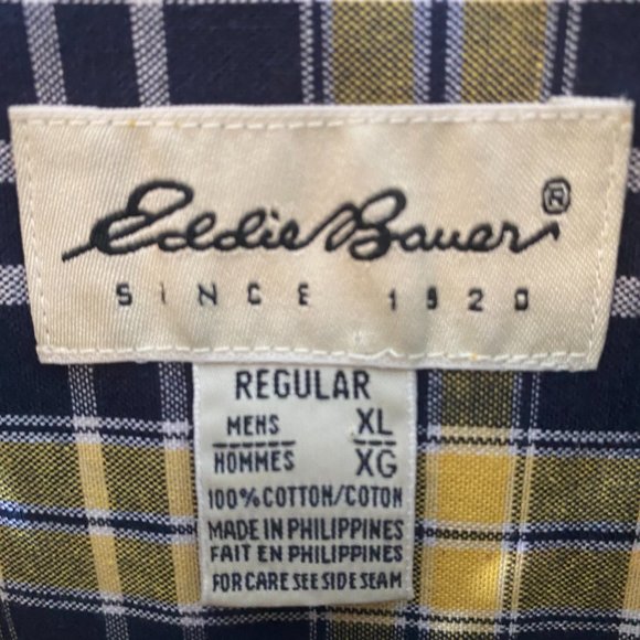 SOLD Eddie Bauer Black & Yellow Plaid Flannel Long Sleeve Shirt NWOT - Picture 14 of 14
